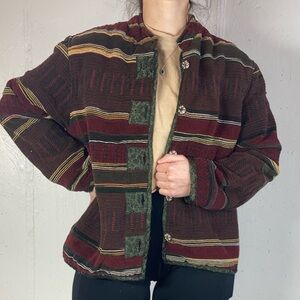 Striped Vintage Winter Button Down Jacket